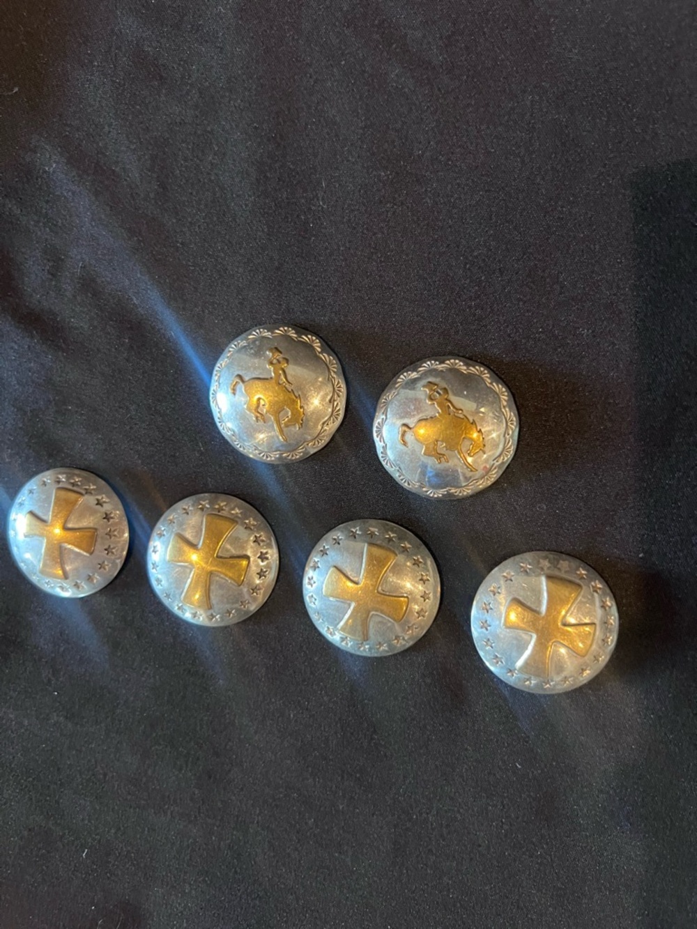 Two-Tone Metal Concho Gold & Silver Accent Set